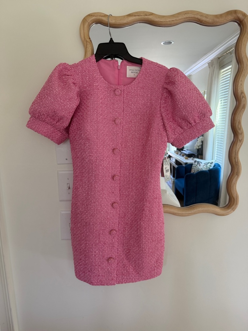 Tuckernuck New with Tags Pink Tweed Puff Sleeve Dress